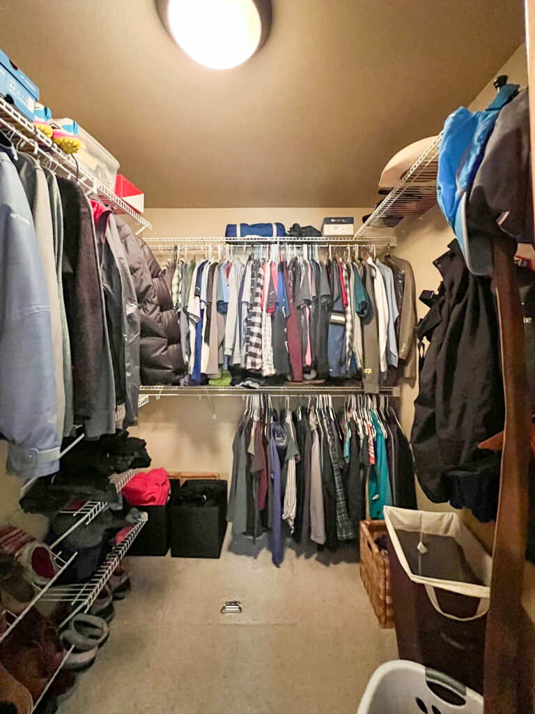 Primary walk in closet in southwest Bend furnished rental