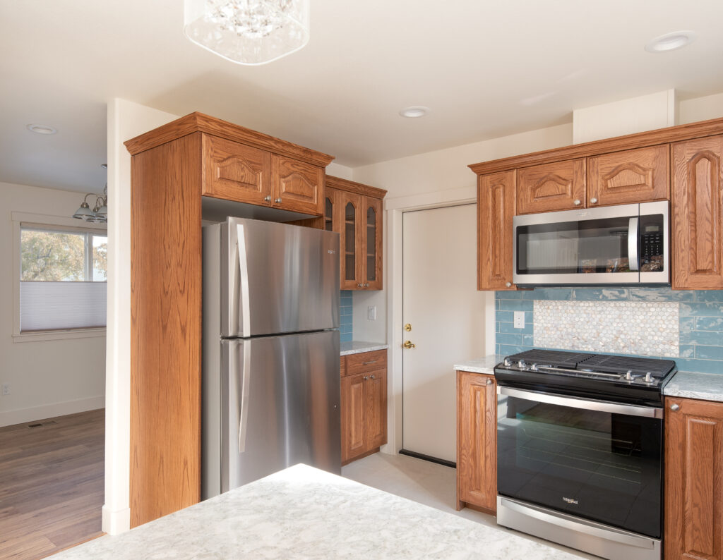 Stainless steel appliances in this rental in downtown Bend