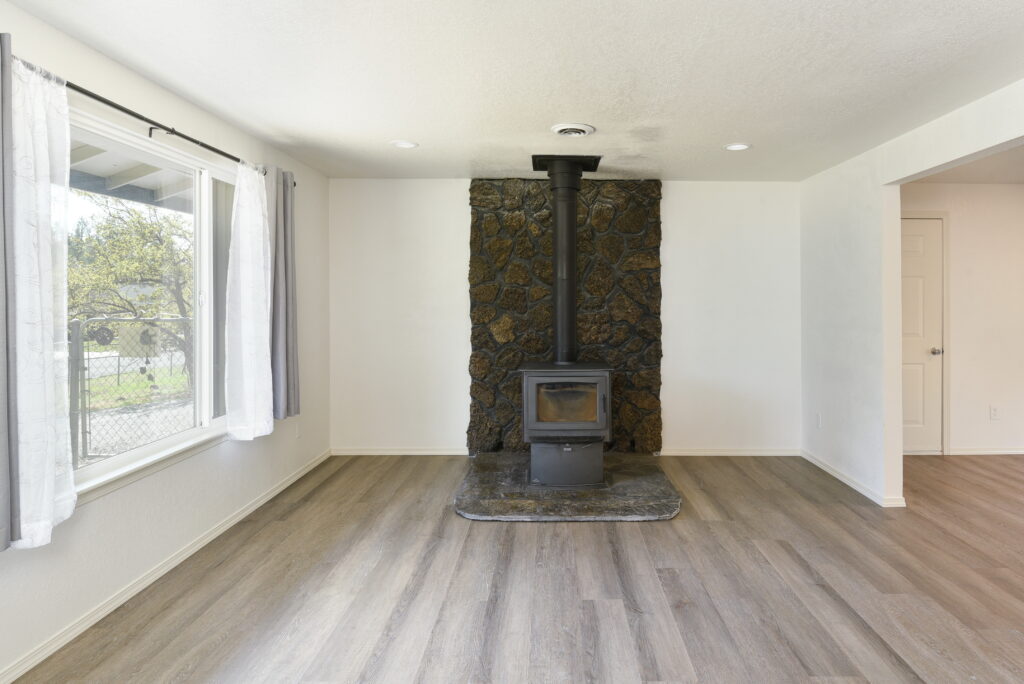 There is a wood stove in this rental on the south side of Bend
