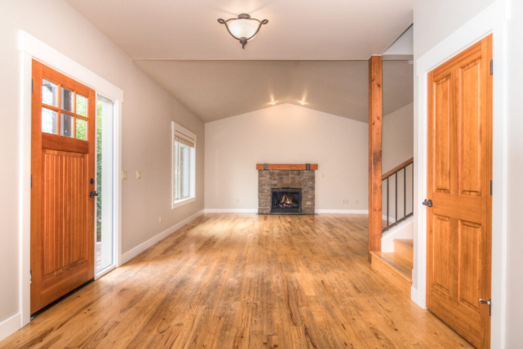 There are hardwood floors throughout the living spaces of this rental in the Sagewood neighborhood of SW Bend